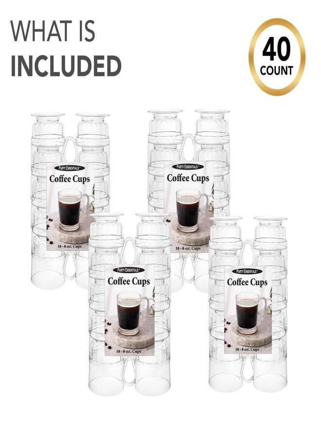 Party Essentials 8-Ounce Hard Plastic Tea Mugs/Coffee Cups with Handles, 40-Count, Deluxe Clear - Image 5